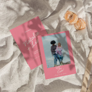 Save The Date Mariage Photo Fun Été Fantaisiste Rose Moderne