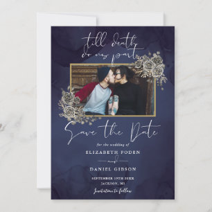 Save The Date Mariage photo gothique bleu nuit