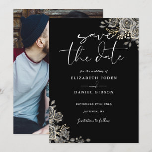 Save The Date Mariage photo gothique noir et blanc