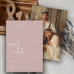 Save The Date Mariage photo minimaliste de Rose Dusty moderne