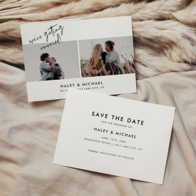 Save The Date Mariage photo minimaliste en blanc Script 2 (Créateur téléchargé)
