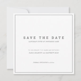 Save The Date Mariage photo minimaliste gris blanc carré