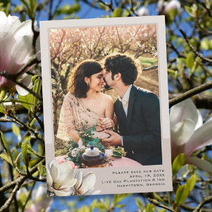 Save The Date Mariage photo minimaliste Magnolia Enregistrer la