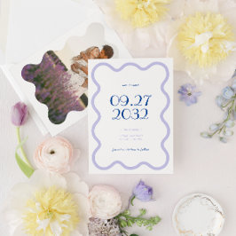 Save The Date Mariage photo moderne Blue Lavender Wave Scallop