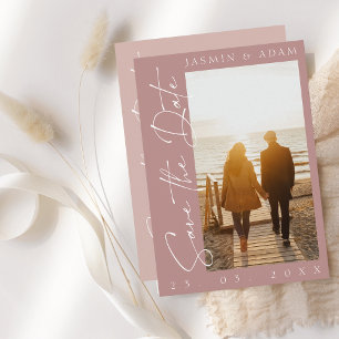 Save The Date Mariage photo moderne Dusty Pink Script
