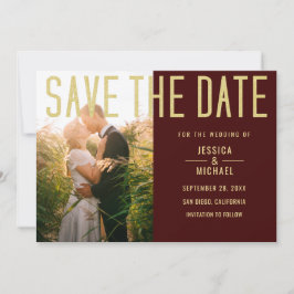 Save The Date Mariage photo moderne Elegant Simple Bourgogne