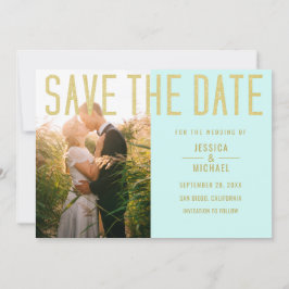 Save The Date Mariage photo moderne Elegant Simple Mint Turquois