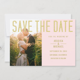 Save The Date Mariage photo moderne élégant simple rose pâle