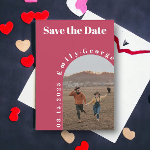Save The Date Mariage photo moderne élégant Viva Magenta Arch