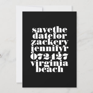 Save The Date Mariage photo moderne Gras Noir Blanc QR Code