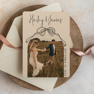 Save The Date Mariage photo moderne Quirky Hand Draw Bow KRAFT