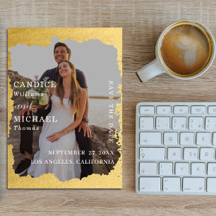 Save The Date Mariage photo moderne tendance Gold Frame