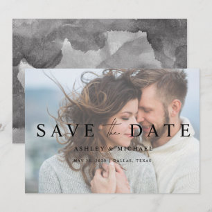 Save The Date Mariage photo noir et blanc Faux Vellum Overlay