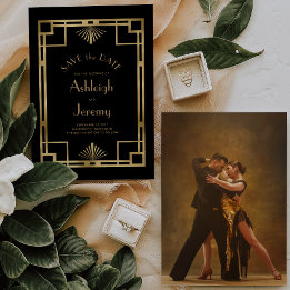 Save The Date Mariage Photo Noir Or Art Déco Années 1920 Vintage