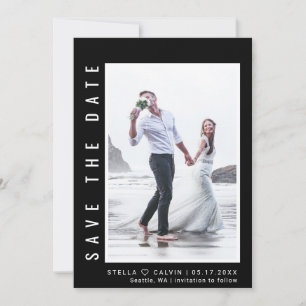 Save The Date Mariage photo noir simple et moderne
