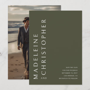 Save The Date Mariage photo Olive Green