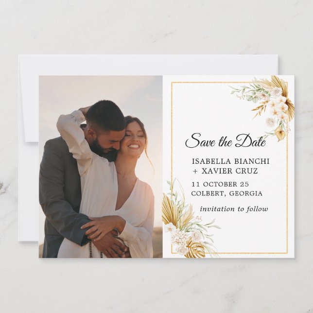 Save The Date Mariage photo Pampas Grass (Devant)