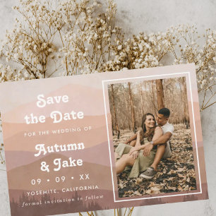 Save The Date Mariage photo Retro Mountains Dusty Rose