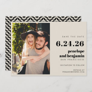Save The Date Mariage photo rétro noir et blanc élégant