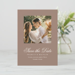 Save The Date Mariage Photo Romantique Brun Élégant