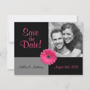 Save The Date Mariage photo rose Gerbera Enregistrer la date