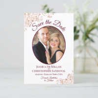 Mariage photo rose Gold Lace & Burgundy Oval
