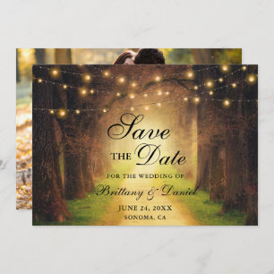 Save The Date Mariage photo Rustic Forest Path String