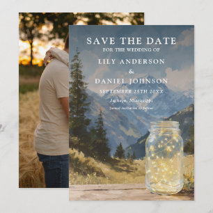 Save The Date Mariage Photo Rustique Bohème Montagne Pot Mason