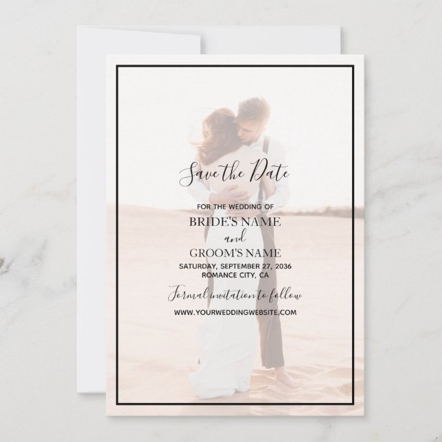 Save The Date Mariage photo simple et élégant (Devant)