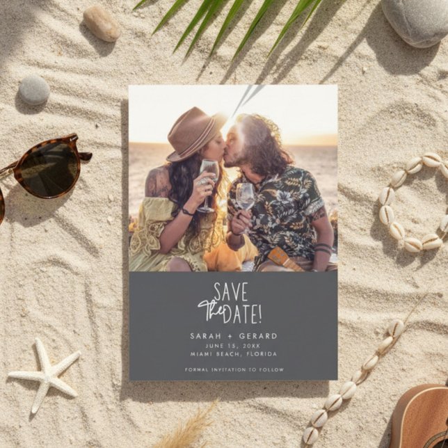 Save The Date Mariage photo simple et élégant Enregistrer la dat (Simple Elegant Photo Wedding Save the Date)