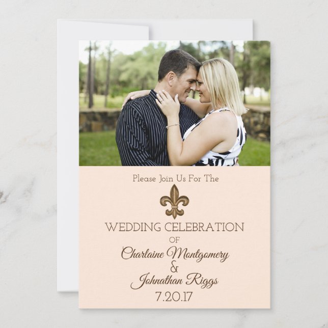 Save The Date Mariage photo Southern Gold Fleur de Lis (Devant)
