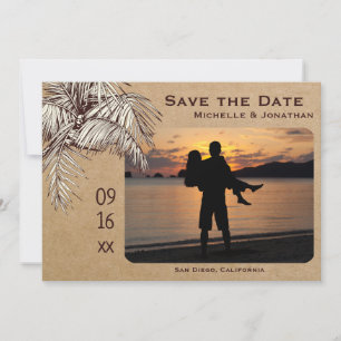 Save The Date Mariage photo Tropical Palm Tree Beach
