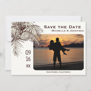 Save The Date Mariage photo Tropical Palm Tree Beach