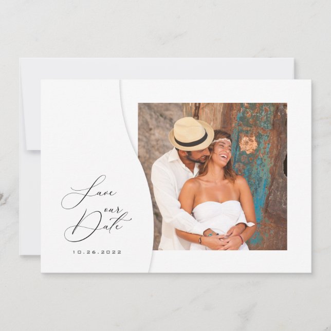 Save The Date Mariage Photo Unique Moderne (Devant)