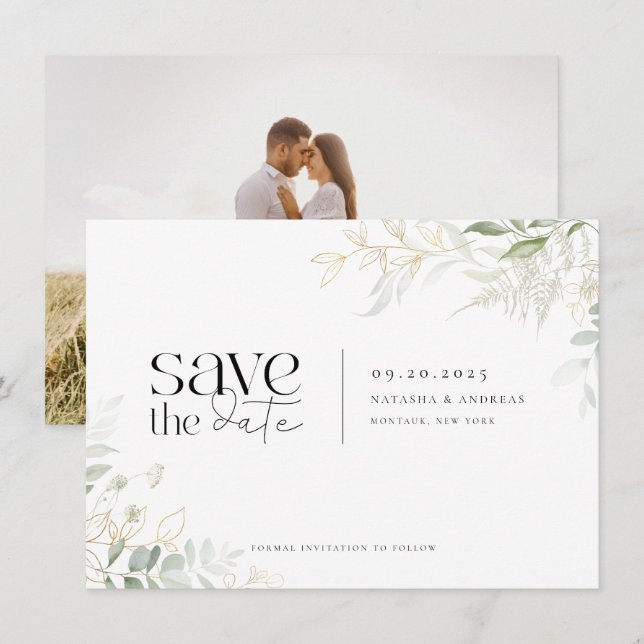 Save The Date Mariage photo Wild Forest Greenery (Devant / Derrière)