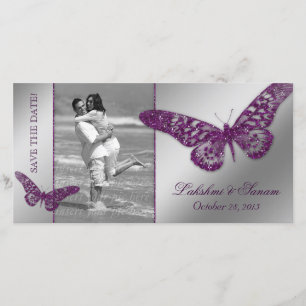 Save The Date Mariage Photocard Enregistrer la date Papillon vio