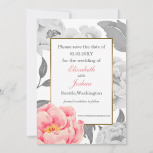 Save The Date Mariage Pink Peony enregistrer la date