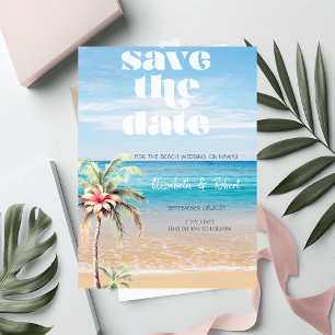 Save The Date Mariage Plage, Sable, Fleur De Palmier Enregistrer