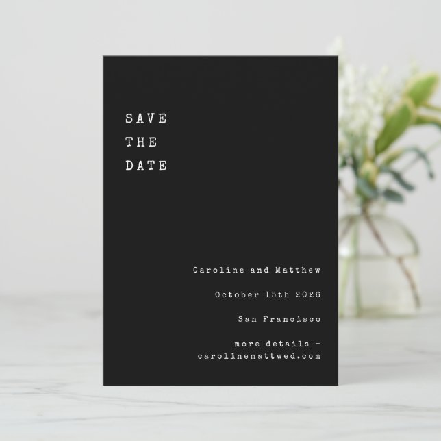 Save The Date Mariage Police de caractères Machine à Écrire Rétr (Debout devant)