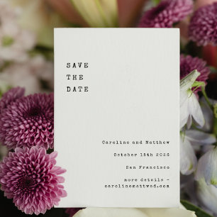 Save The Date Mariage Police de Machine à Écrire Rétro Minimalis