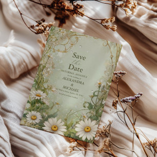 Save The Date Mariage poussiéreux de Marguerite Daisy