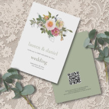 Mariage QR végétal minimaliste Sage vert