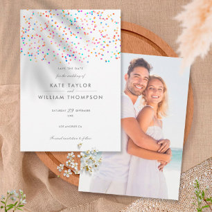 Save The Date Mariage Rainbow Confetti moderne