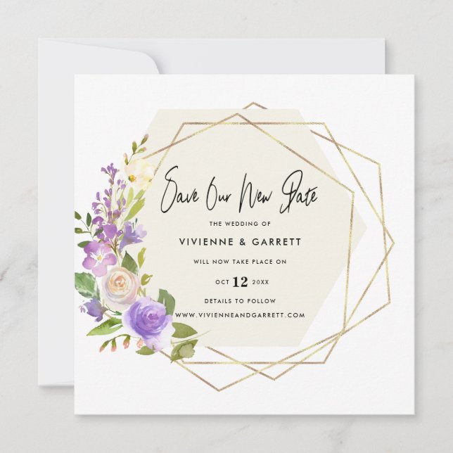 Save The Date Mariage reporté Mariage nouvelle date (Devant)