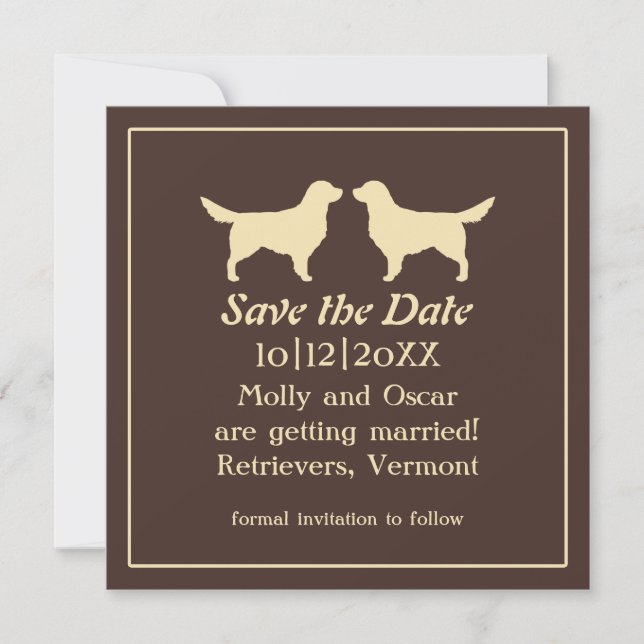 Save The Date Mariage Retrievers Dorees Enregistrer la Date (Devant)