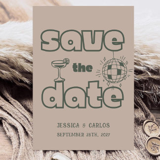 Save The Date Mariage Rétro au Griffonnage Dessiné à la Main Fan