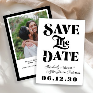 Save The Date Mariage rétro noir et blanc