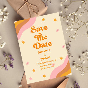Save The Date Mariage rétro Super rose et or