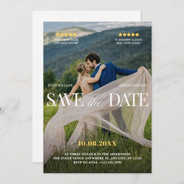 Save The Date Mariage romantique (Devant / Derrière)