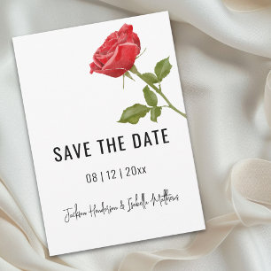 Save The Date Mariage romantique à la rose rouge, date à retenir